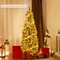 Green Pencil Christmas Tree with Warm White Lights, Snow-Frosted Tips and Metal Base